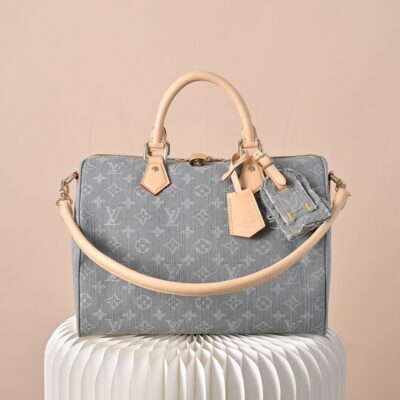 Louis Vuitton 復刻版 丹寧Speedy手提包 經典老花拼接 質感佳 法式奢華 M13344