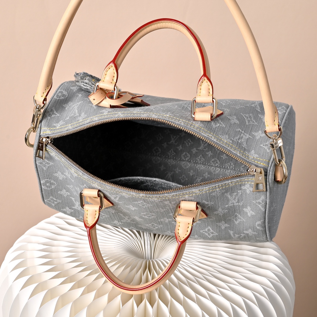 Louis Vuitton 復刻版 丹寧Speedy手提包 經典老花拼接 質感佳 法式奢華 M13344