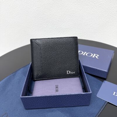 Dior 精緻版 黑色粒面皮革短夾 質感佳 都會輕奢