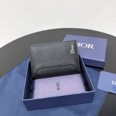 Dior 精緻版 黑色粒面皮革短夾 質感佳 都會輕奢