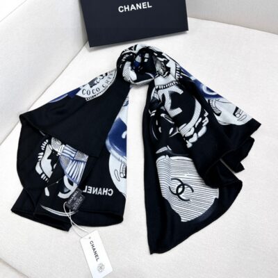 CHANEL 雙C藝術印花絲巾 一比一 2026 細節到位 精品配件 法式奢華
