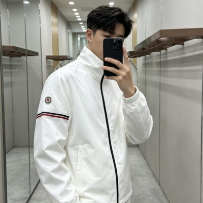 蒙口 高仿衣服 白色立領輕量風衣外套 人氣日系簡約