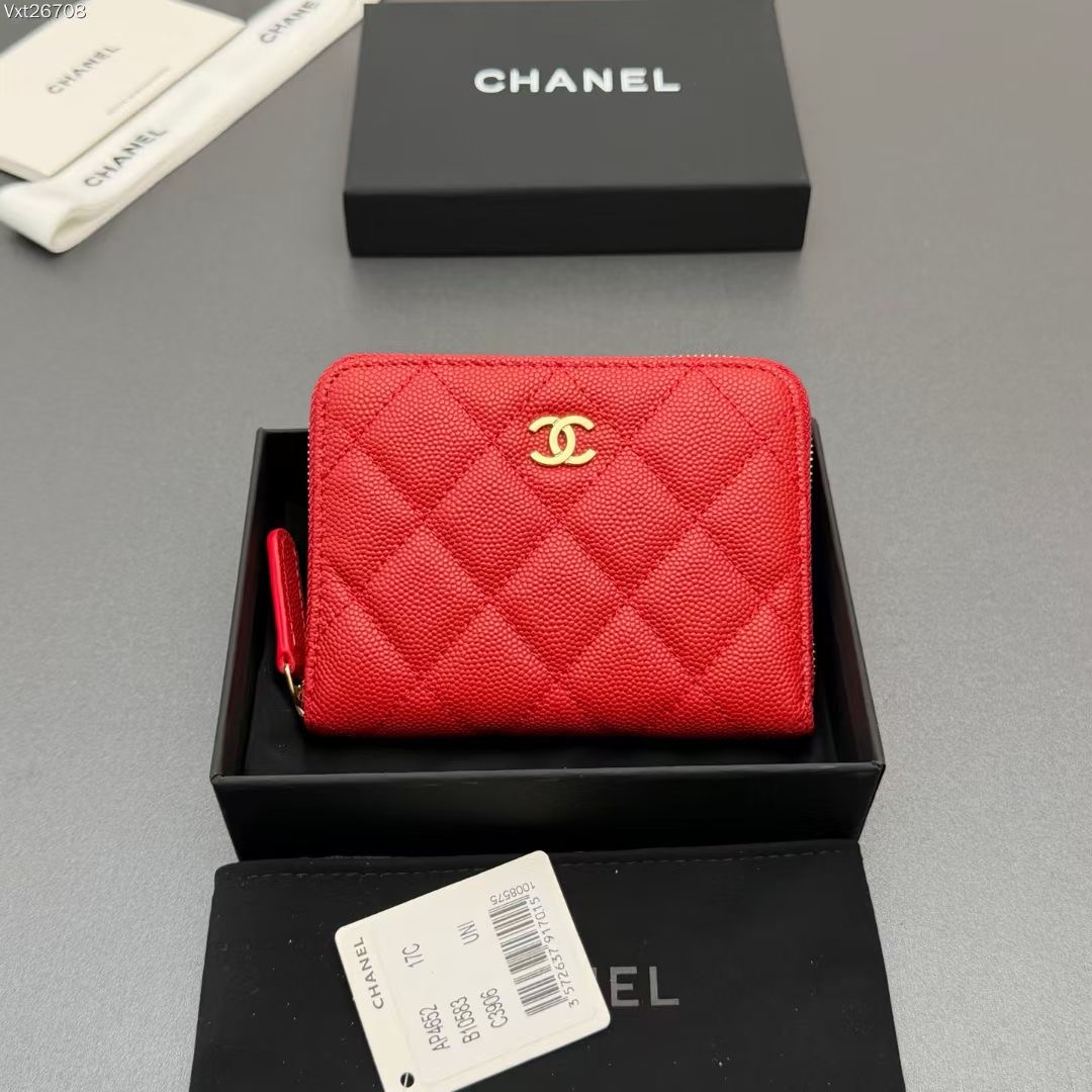 CHANEL短夾 高仿 2026品質細緻耐用 金色雙C標誌設計 細節到位 法式奢華百搭風