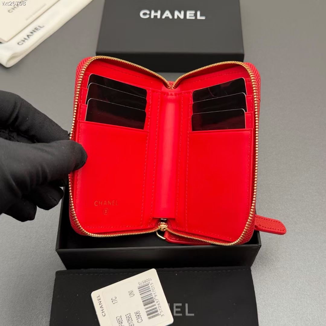 CHANEL短夾 高仿 2026品質細緻耐用 金色雙C標誌設計 細節到位 法式奢華百搭風